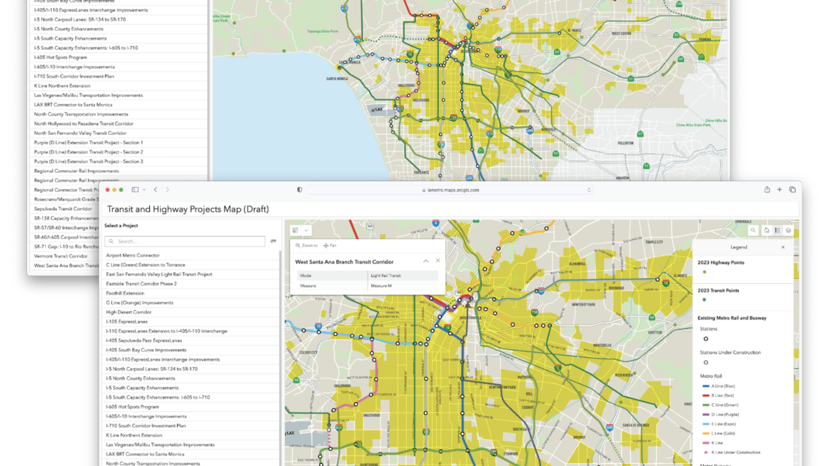 interactive map of transit and highway projects